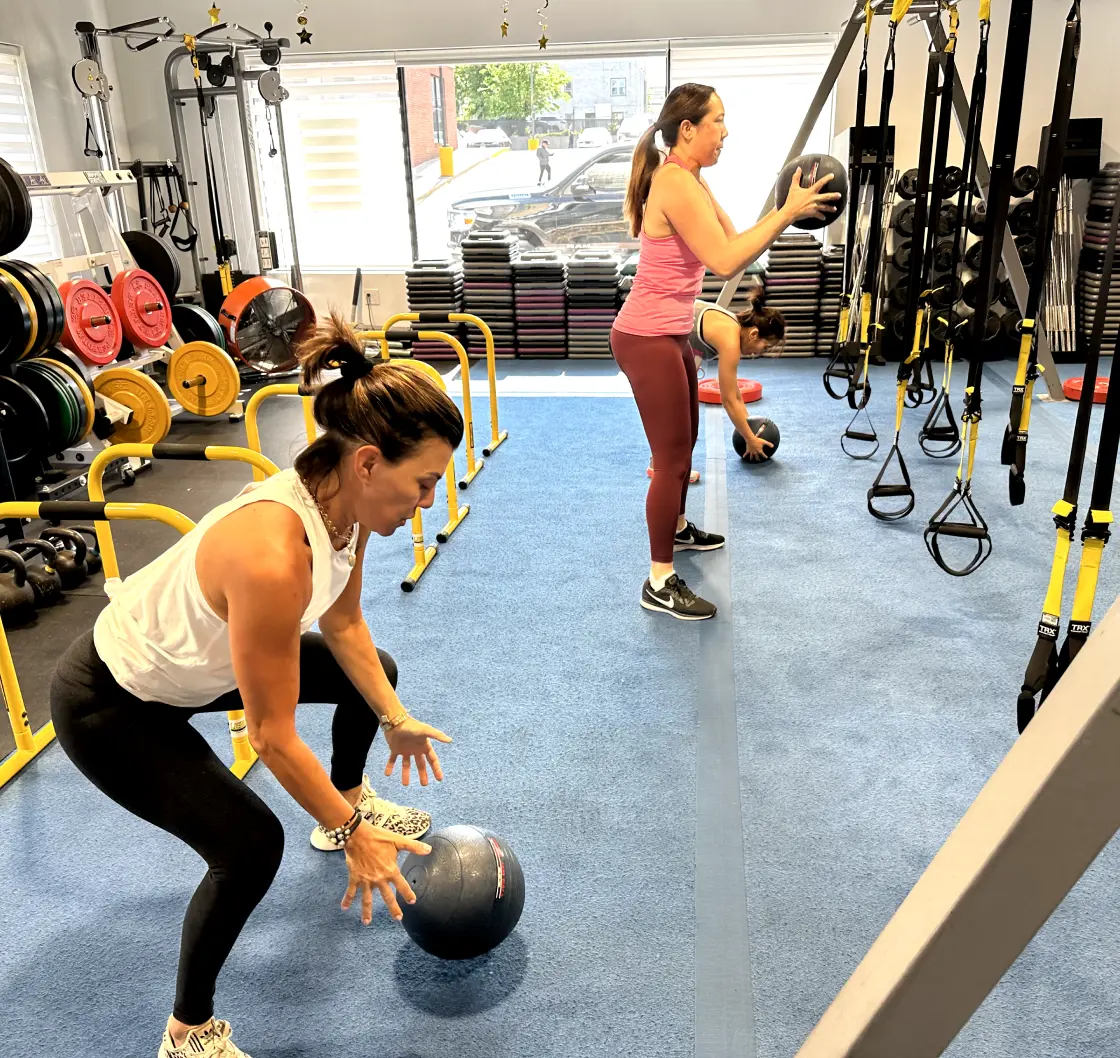 Group training with medicine balls at VIP Personal Fitness